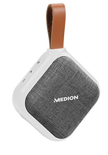 MEDION E65242 Bluetooth Lautsprecher (Bluetooth 4.1, Freisprechfunktion, Strahlwasserschutz IPX5, 30 Watt, Akku) weiß