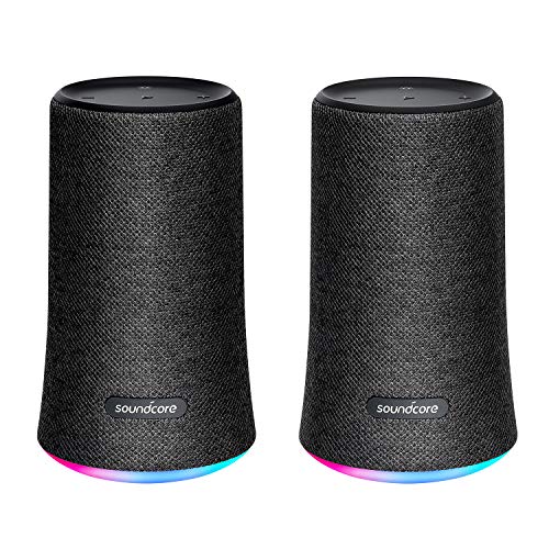 Soundcore Flare Bluetooth Lautsprecher von Anker, Lautsprecher mit 360° Rundum-Sound, Fantastischer Bass, IPX7 Wasserfest, 12h Spielzeit für Partys (Schwarz) (Doppelpack) (Generalüberholt)