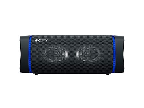 Sony SRS-XB33 tragbarer, kabelloser Bluetooth Lautsprecher (Mehrfarbige Lichtleiste, Lautsprecherbel...